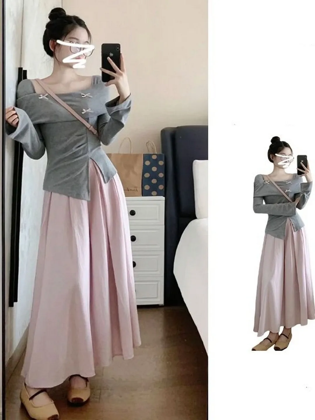 

Spring Autumn 2026 New Anti-Aging Faion Set Women's Long Sve Dr High Waist Korean Sle Casual Work Home Date Wear