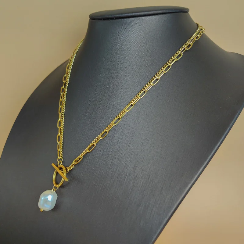 Trend Elegant Jewelry Wedding Big Pearl Pendant Chain Necklace For Women Fashion White Imitation Pearl Choker Necklace image 4