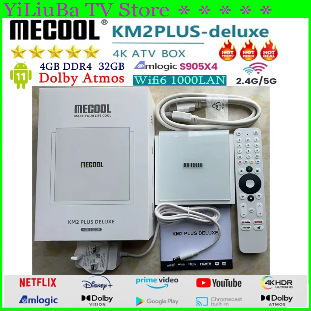 [Подлинный] Microsoft KM2 Plus Deluxe Best Android11 TV Box Глобальная версия Google Сертифицированный Netflix 4K ATV 5G WiFi6 Hot inSaudi Arabic
