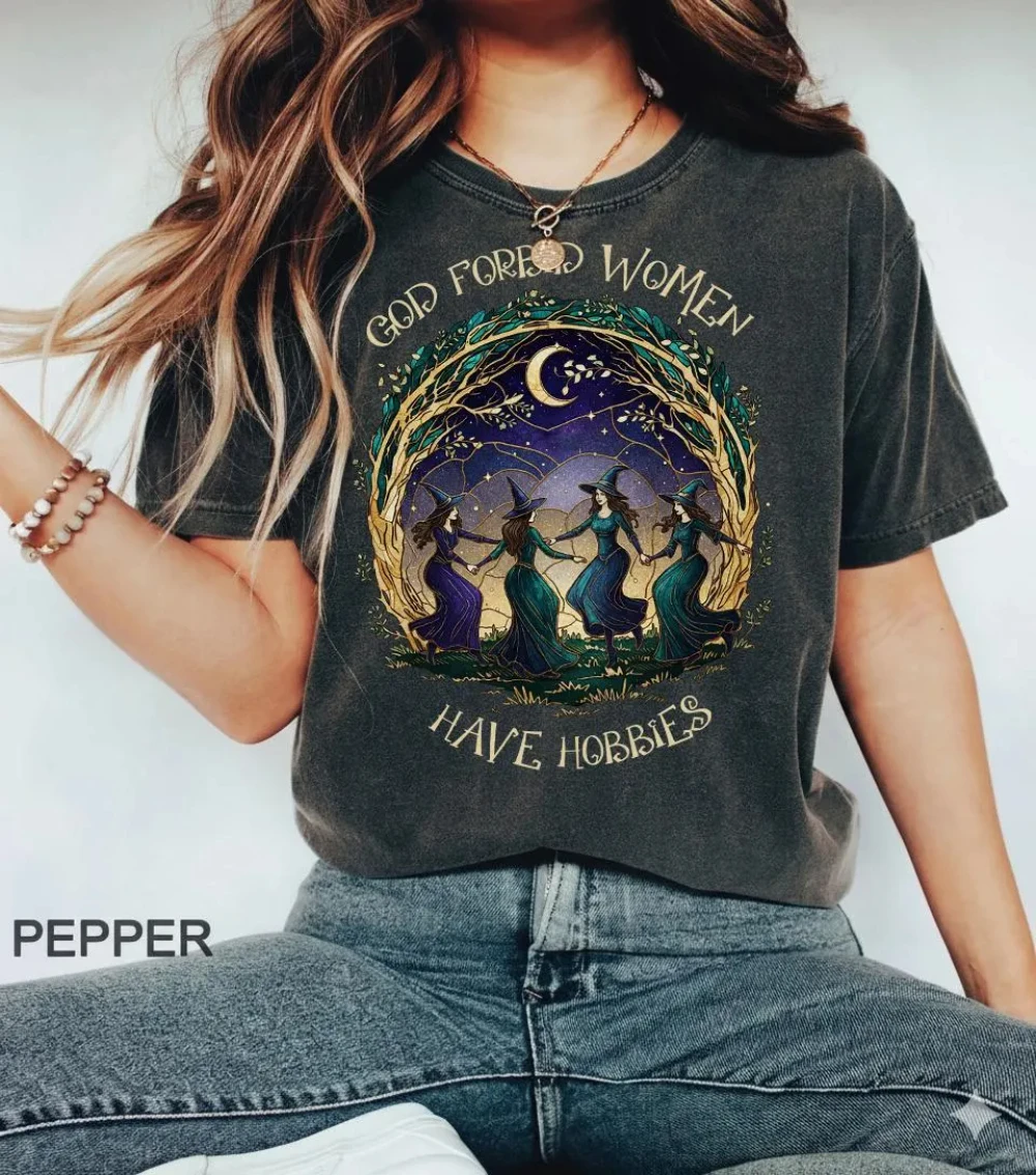 Camiseta con la frase 'Dios no quiera que las mujeres tengan hobbies', camiseta de Halloween para mujer, regalo sarcástico para mujer, camiseta divertida para esposa, camisetas para mujer para el verano