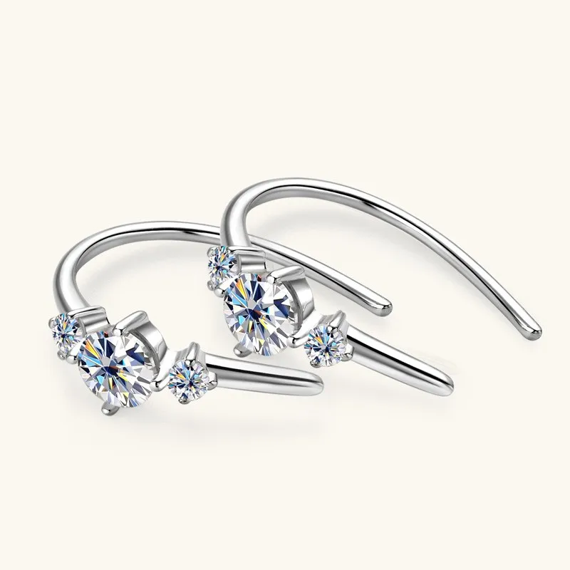 EMO-324 Lefei Fashion Trendy Classic Luxury Match-all Moissanite Shape C U Earring For Women Silver 925 Party Charm Jewelry Gift
