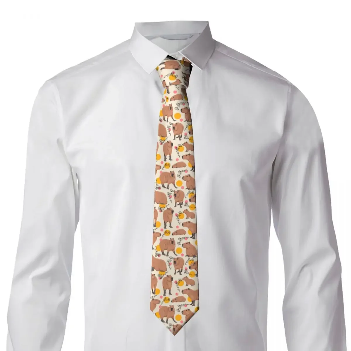 Fashion Cute Capybara Necktie Men Customized Silk Wild Animals Of America Wedding Tie