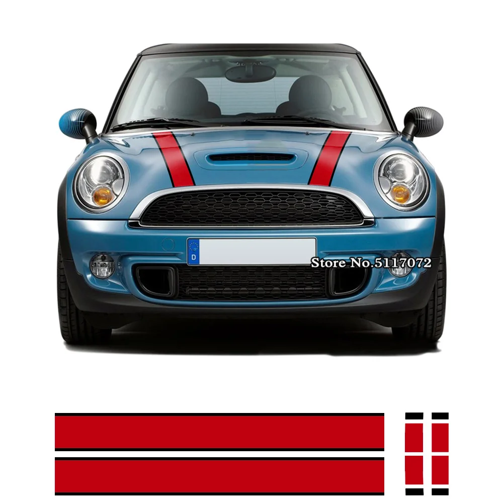 

Для Mini R56 2007-2013 хэтчбек автомобильный Стайлинг КАПОТ задний багажник полосы крышка двигателя виниловая наклейка смешанные цвета стикер