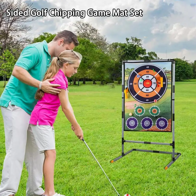 Golf Chipping Game Double Sided Golf Game Mat Golf Hitting Mat Training Dart Mat Golf Practice 2 In 1 Kits Indoor Outdoor Golf