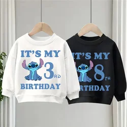 Sudadera con número de cumpleaños de Stitch para niño y niña, Jersey Kawaii con dibujos animados, ropa informal de algodón, Tops, 123456789