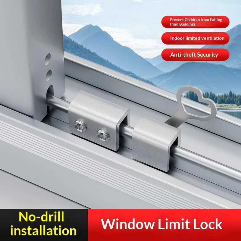 

Window Lock Buckle Child Protection Buckle Aluminum Alloy Locator Sliding Door Window Screen Limit Fixing Device Safety Lock