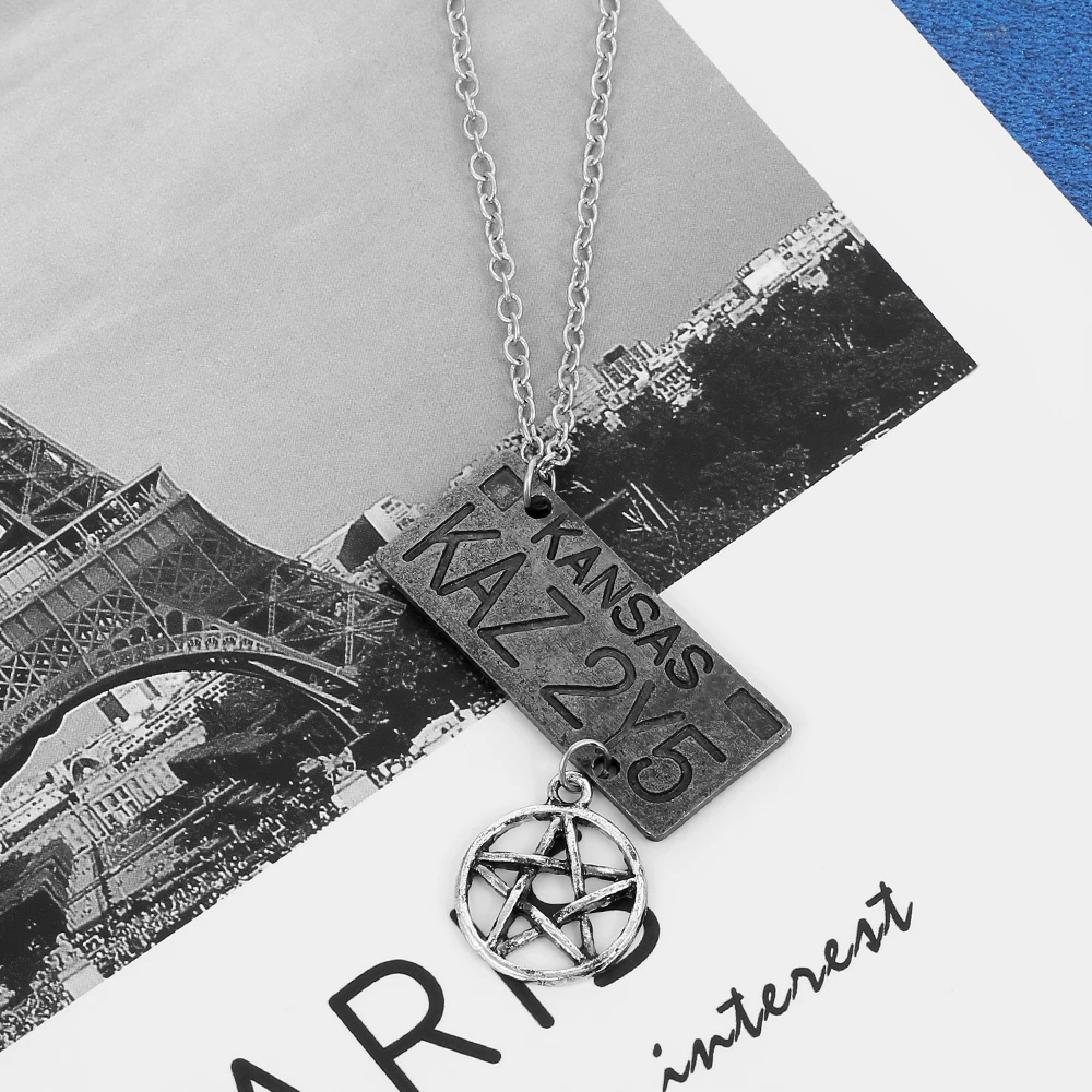 New Movie Jewelry Supernatural Dean License Plate Pendant Necklace New Fashion Vintage Necklace For Fans Souvenir Gift