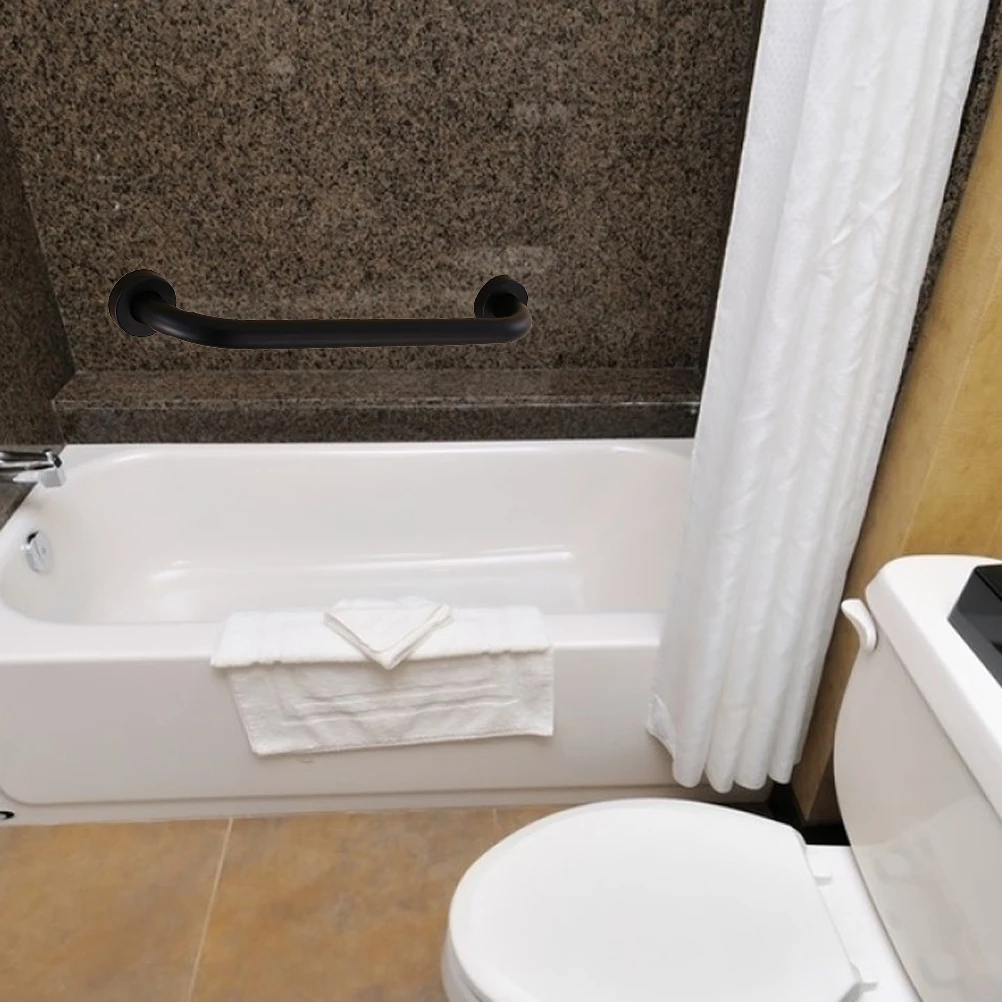 43Cm Black Bathroom Grab Bar Stainless Steel Wall Mounted Non-Slip Safety Handrail For Elderly Corrosion Resistant