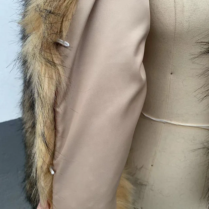 Faux Raccoon Silver Fox Fur Coat for Women, Warm Thick Jacket, Plus Size Clothes, Natural Winter Clothes, V Neck, New Style