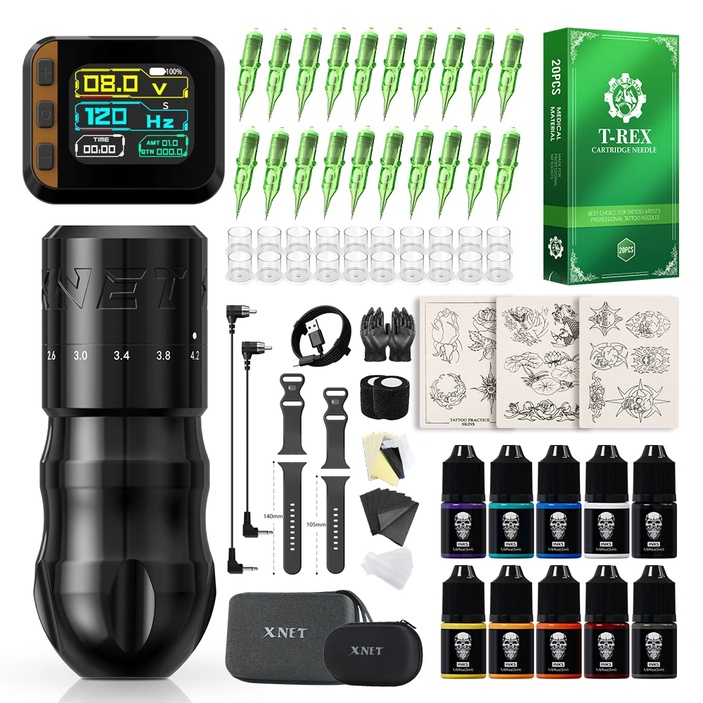 XNET T2/S2 Rotary Tattoo Pen With 1600mAh Wireless Watch Power