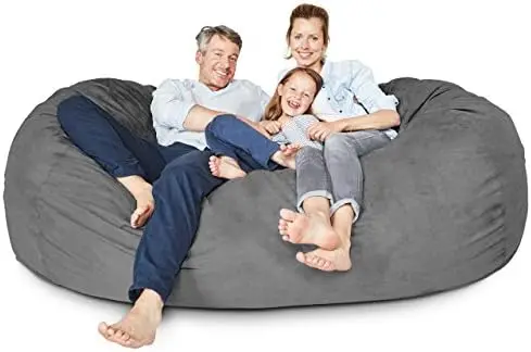 Luxurious Giant 7ft Bean Bag Chair with Microsuede Cover - Ultra Soft, Foam Filling, Washable XXL Sofa for Kids