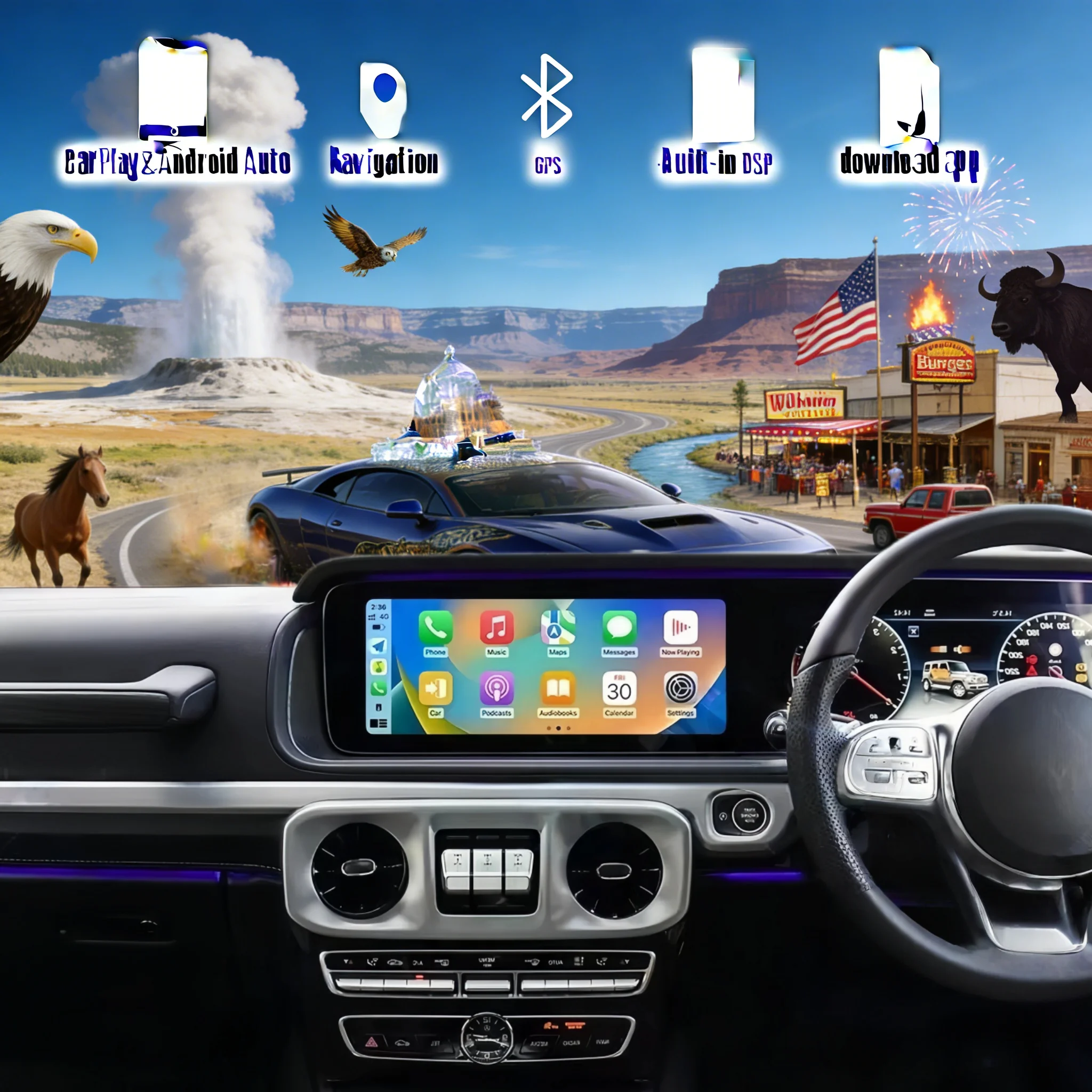 

24.6" L RHD Android 14 Carplay Auto For Mercedes Benz G Class W463 2018-2025 Car Radio GPS Multimedia Stereo Playe Head Unit