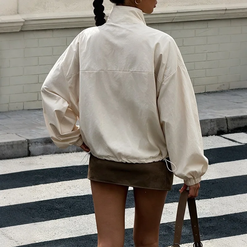 2026 Autumn New Solid Color Thin Loose Windproof Coat Women