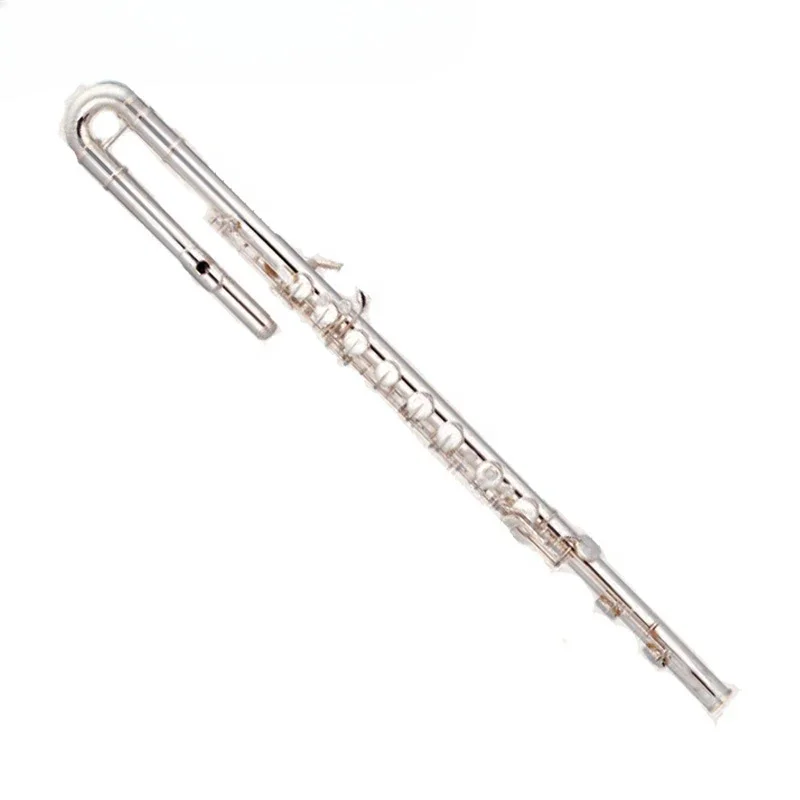 

High Grade C Tone Silver Plated Cupronickel Body And Curved Head Joint In-line Bass Flute (JFL-510)