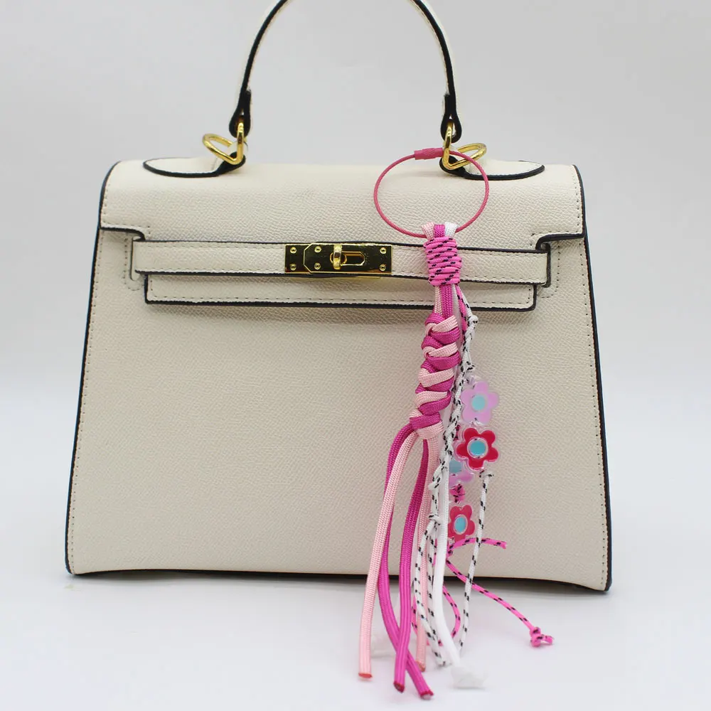 New Colorful Dopamine Polyester Rope Hand-Woven Keychain Bag Pendant Jewelry Accessories