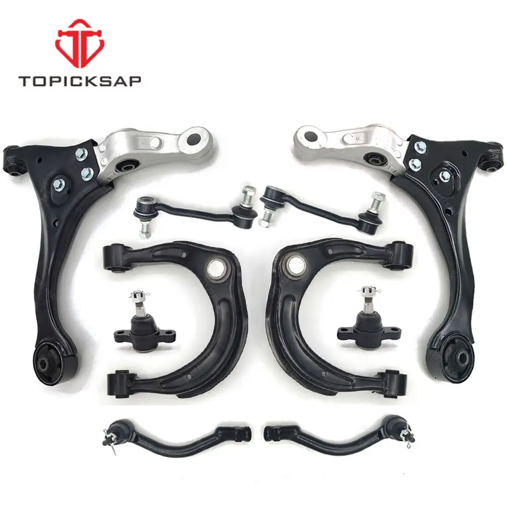 TOPICKSAP Front Upper & Lower Control Arm Ball Joint Sway Bar Link Tie Rod 10pcs Kits for Hyundai Sonata 2006 2007 2008