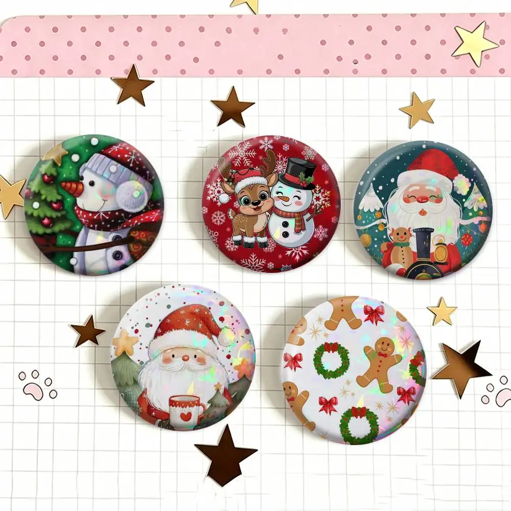 Santa Claus  Badge 25 32 44 58 75 mm Round Fans Collect Friends Gifts Brooch Souvenir