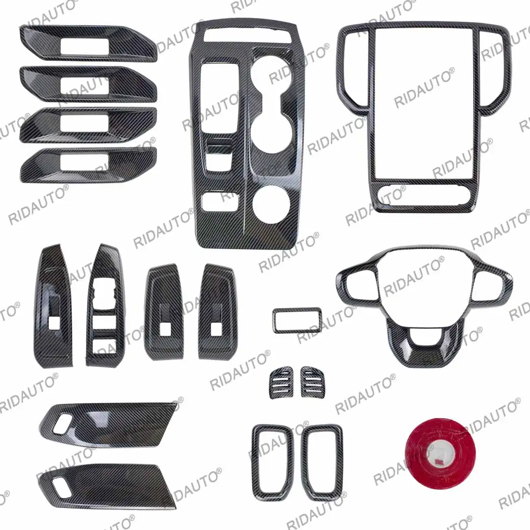 Carbon Fiber Style Look Car Interior Cover For Next Gen FORD RANGER WILDTRAK 2023 2024 Upgrade Trim Overlay Panel Decoration