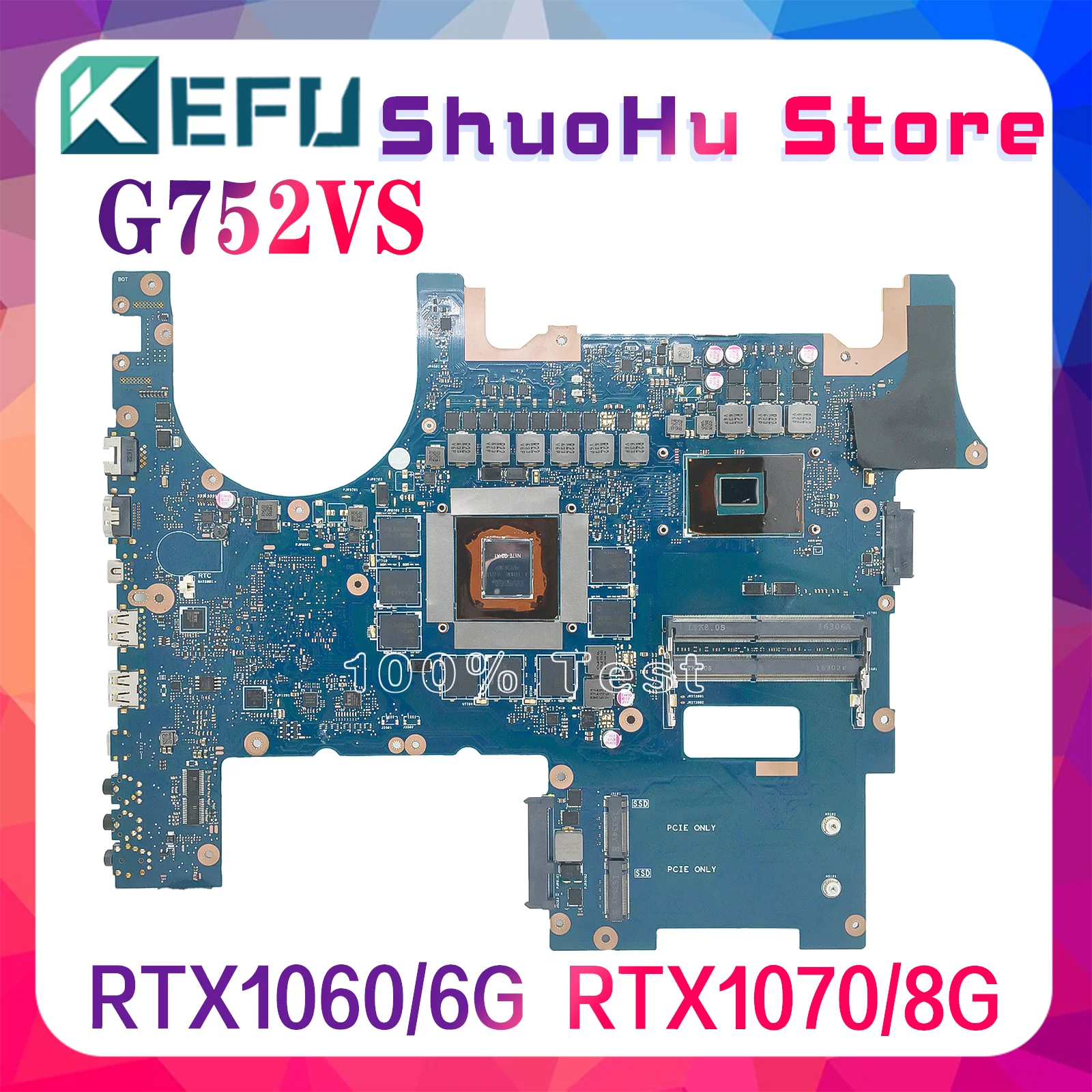 

KEFU Notebook Mainboard For ASUS ROG G752VS G752VM G752VSK Laptop Motherboard i7 6th/7th GTX1060/6G GTX1070/8G DDR4