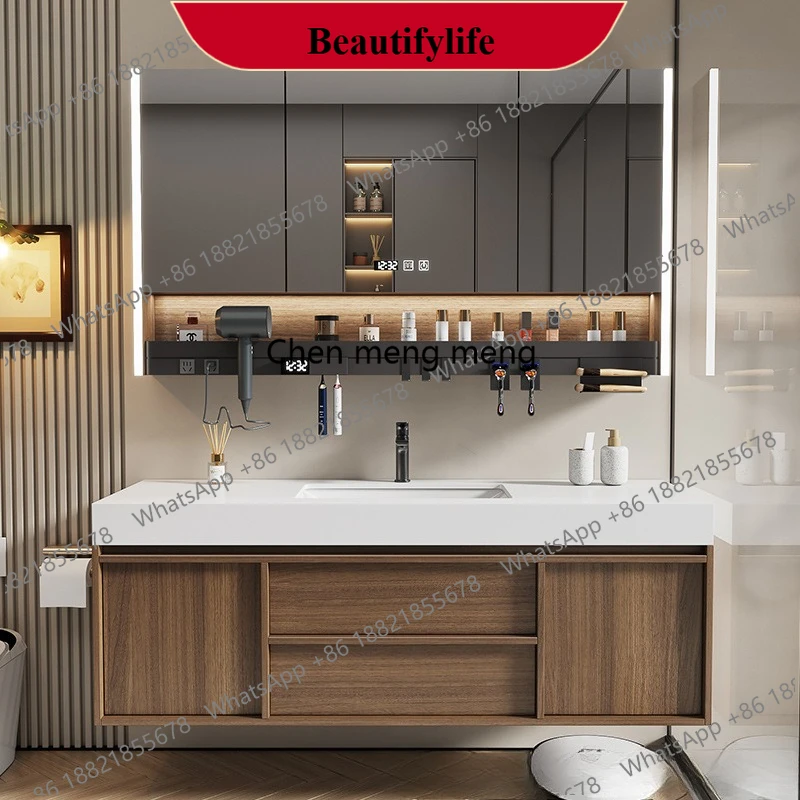 

F185 Blue plus all eucalyptus wood antique bathroom cabinet combination new simple bathroom hand