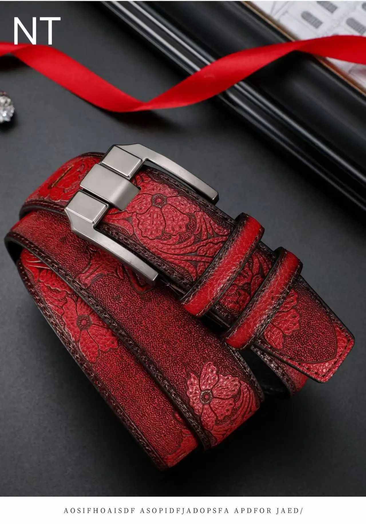 Men's vintage Premium Belt - Black and Brown Leather Belts with Exquisite Carved Patterns, Featuring a Secure Square Alloy Buckl