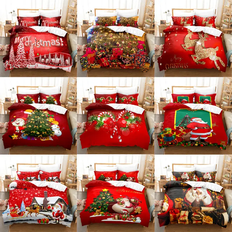 

Merry Chrismas Bedding Set Boys Girls Twin Queen Size Duvet Cover Pillowcase Bed Kids Adult Fashion Home Textileextile