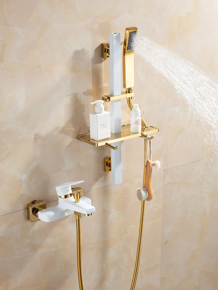 Copper bathroom shower switch, hot and cold water mixing valve, bathtub faucet, bathroom water heater, simple shower set