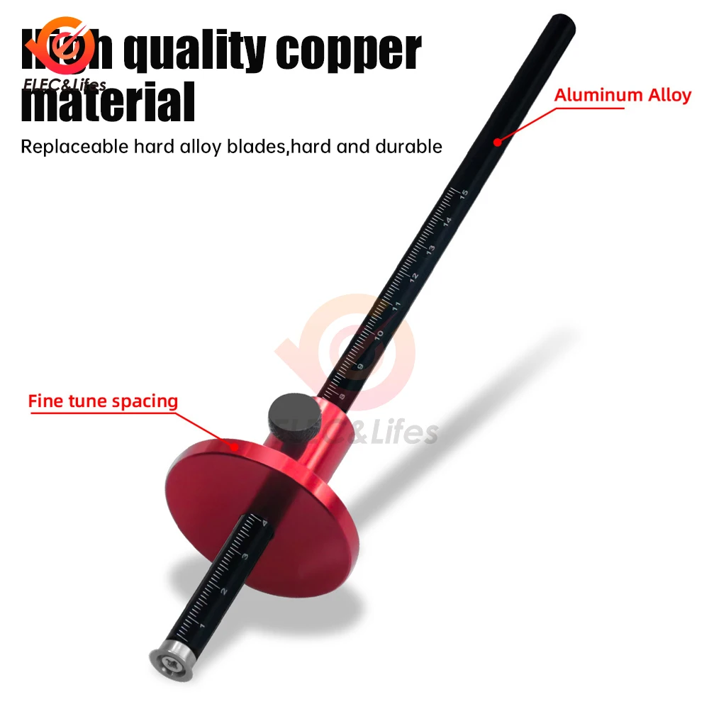 Imagem -03 - Carpintaria Scriber com Scale Blade Ferramentas de Escrita Carpintaria Desenho de Linha Paralela Mortise Marking Gauge Tool Métrica Polegada