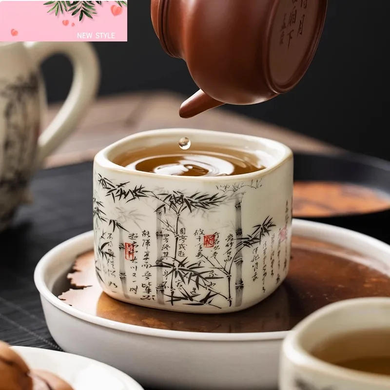 

120 мл бамбуковая китайская чайная чашка Ru Yao керамическая открывающаяся желтая красивая чайная чашка с цветами чайная посуда Master Cup чайный сервиз кунг-фу