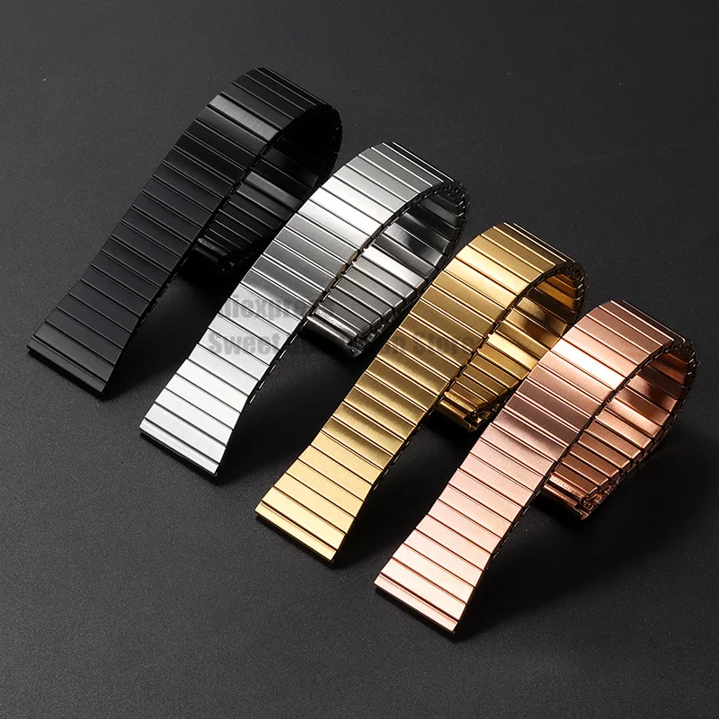 22mm Universal Elastic Stretch Expansion Stainless Steel Watchband Metal Retractable Watch Strap Silver Black Rose Gold Bracelet