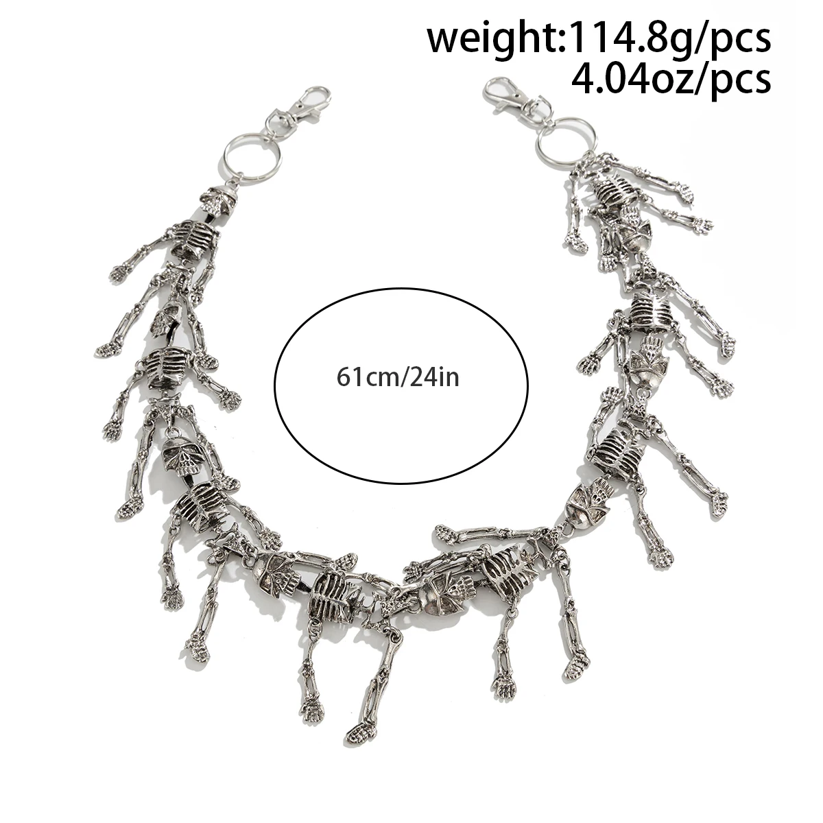 KunJoe Punk Gothic Metall-Totenkopf-Anhänger Schlüsselanhänger Brieftaschenkette für Männer Frauen Hip-Hop Hosen-Accessoire Gothic Jeans Schlüsselring Schmuck – Detail 1