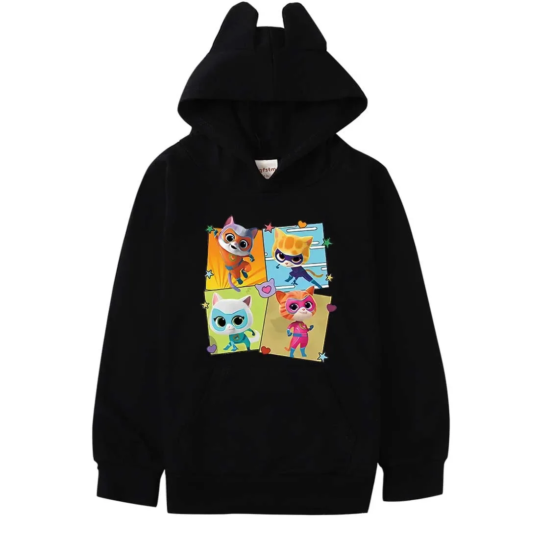 Anime SuperKitties Hoodie Kids Super Cats Clothes Baby Girls Fashion Sweater Toddler Boys Hooded Sweatshirts Children's Clothing