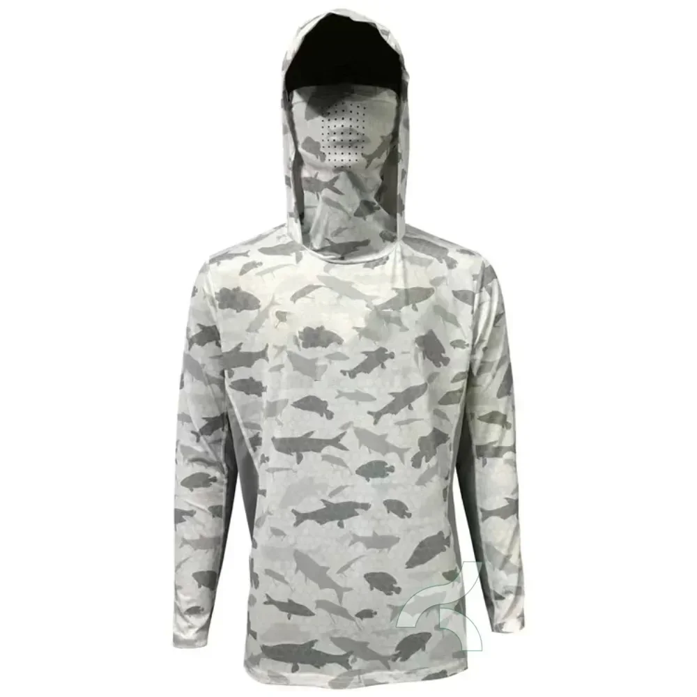 Sudadera con capucha de pesca con máscara facial transpirable, traje de pesca antimosquitos, camisetas de manga larga Anti-UV, ropa de protección solar