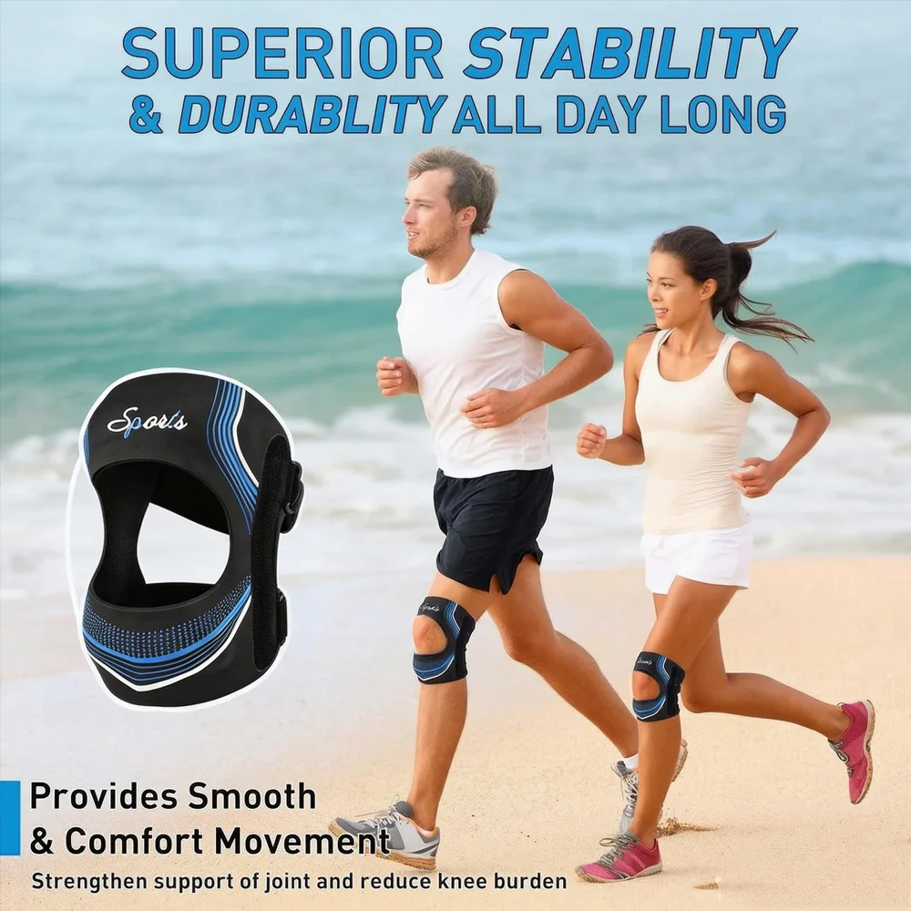 Patellasehnen-Stützbandage, Kniebandage für Frauen und Männer, offene Patella | Gel-Pad mit Seitenstabilisatoren für Laufen und Workouts – Detail 1
