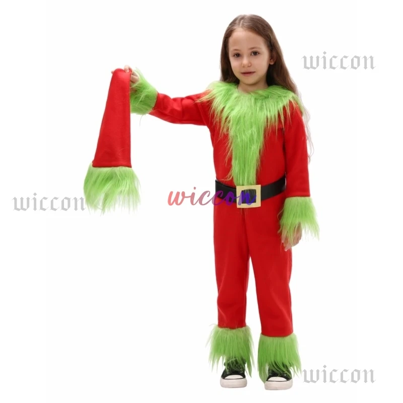 Christmas Costume Explosive Genie Thief Green Hairy Monster Grinnch Cosplay Costume Santa Claus With Pantsuits Play Clothing