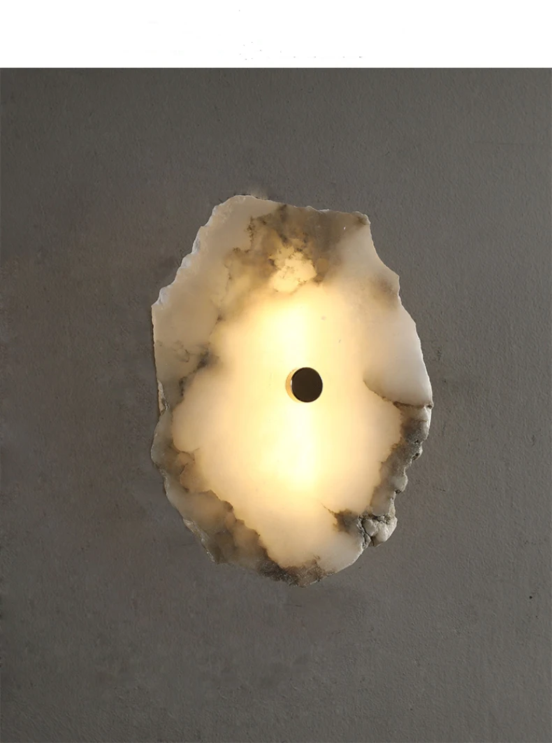 Natural Marble LED Wall Lamp Copper Novelty Lighting Sconce