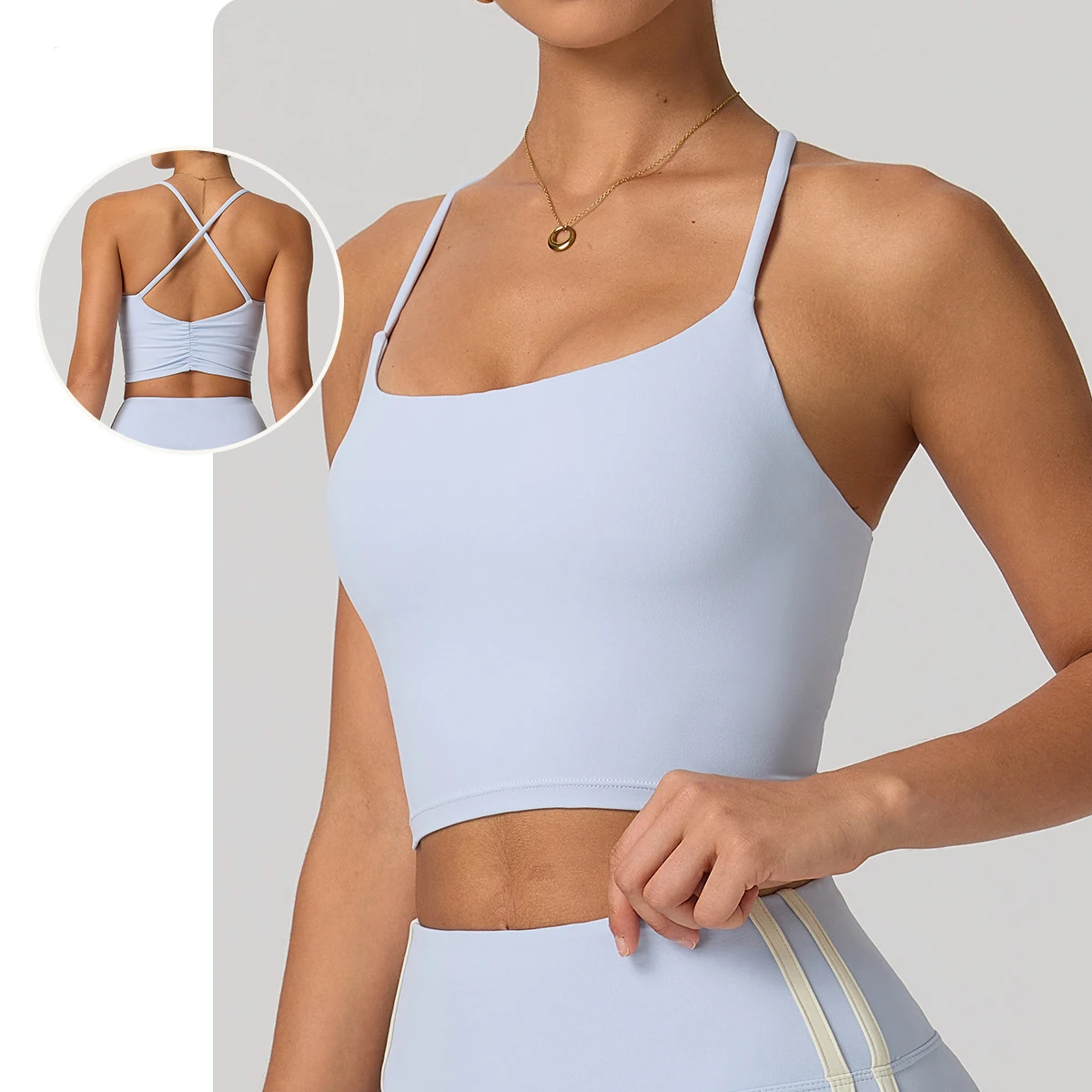 Womens High-Stretch Sports Bra 'Naked-Feel' Cross Back Sports Bra Removable Pads Yoga Fitness Tank Top Gym Running Athletic Tank