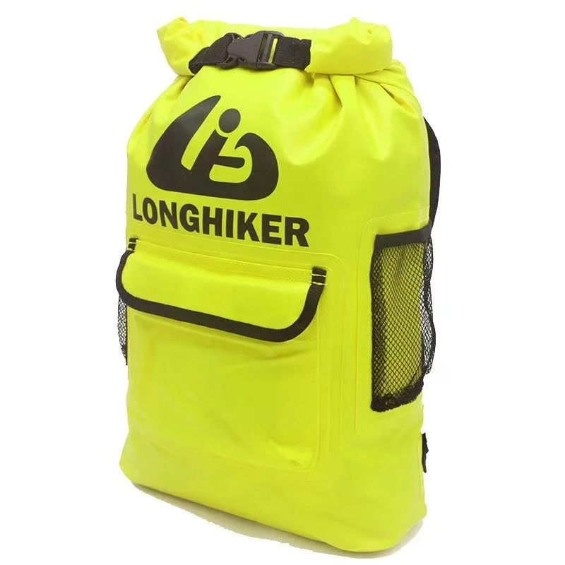 River Trekking Waterproof Backpack PVC 20L Foldable Reusable, Orange Yellow Grey High Strength Buckle Dry Bag Swimming Kayaking