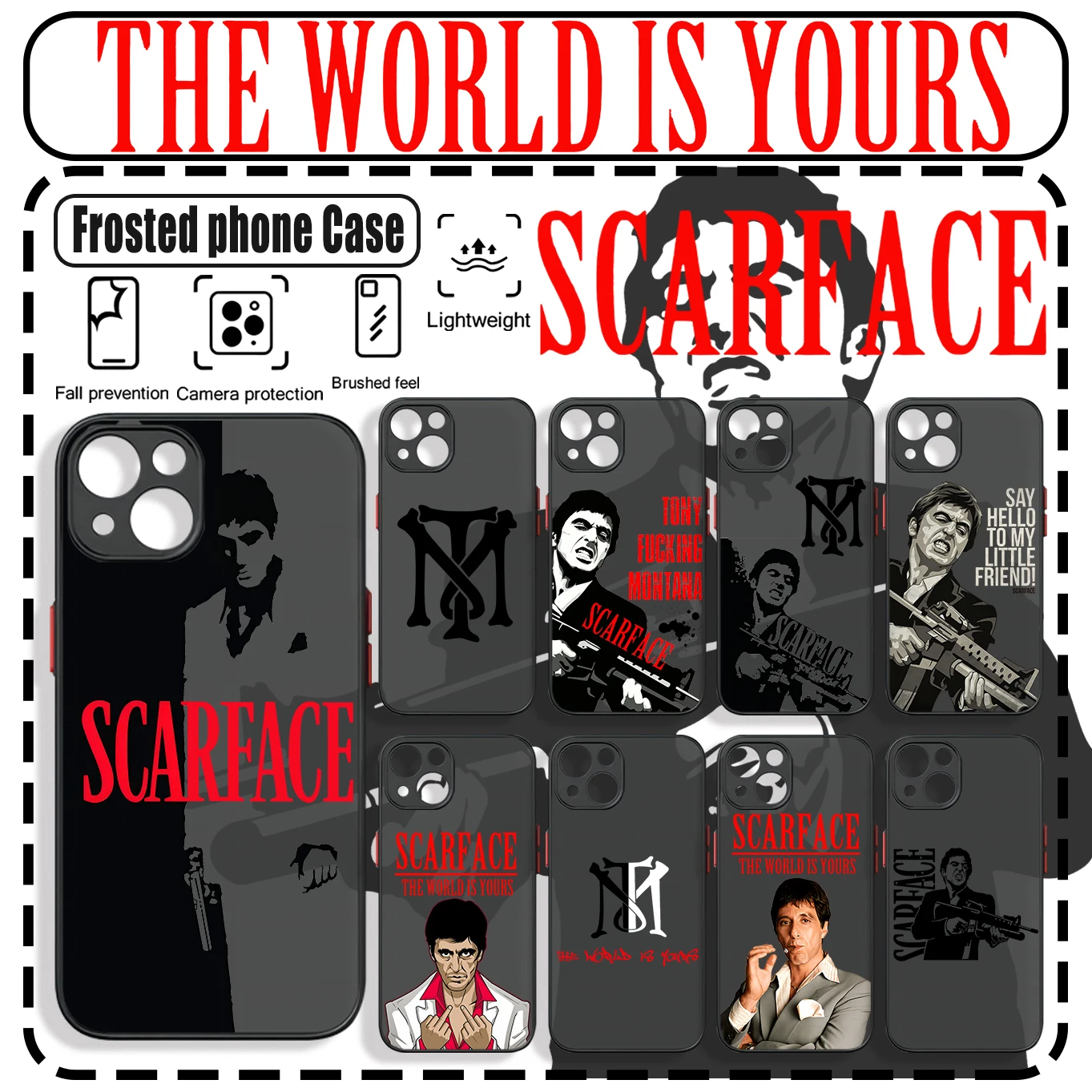 Scarface Film Al Pacino Movie Phone Case For iPhone 15 14 13 12 11 Mini Pro Max X XR XSMax 7 8 Plus Matte Transparent Back Cover