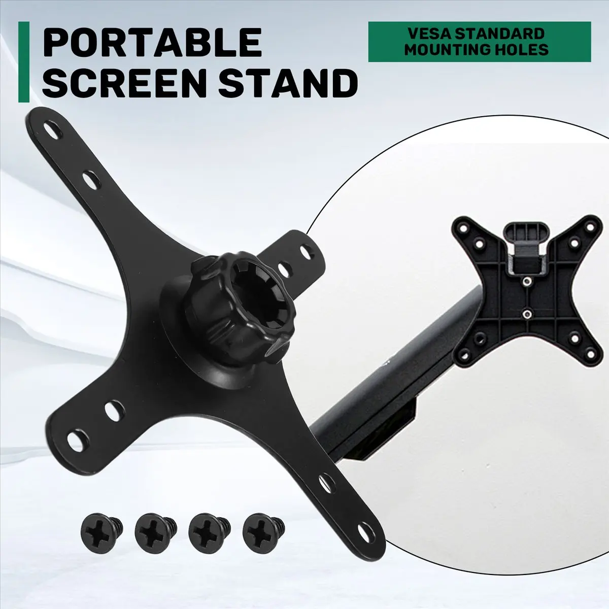 Portable Monitor Mounting Adapter Bracket Plate, 17mm Ball Head to 100x100mm 75x75mm, Wall Mount Arm Mount Universal