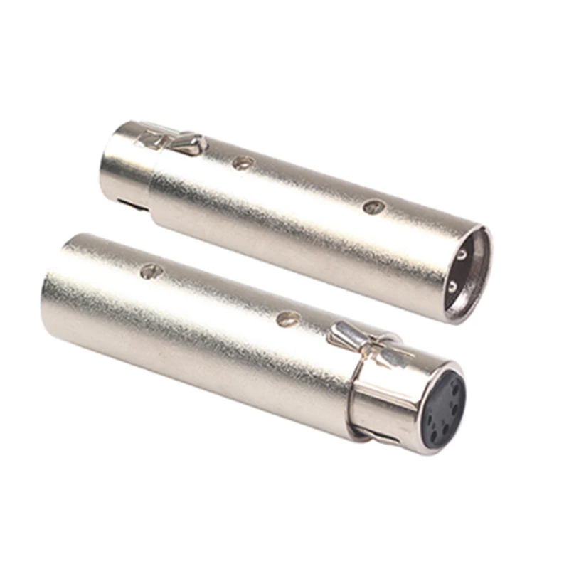 1PCS Versatile XLR-DMX Converter 3-Pin To 5-Pin High-Performance  Adapter For Stage Lighting Audio Gear Silver Metal Connector