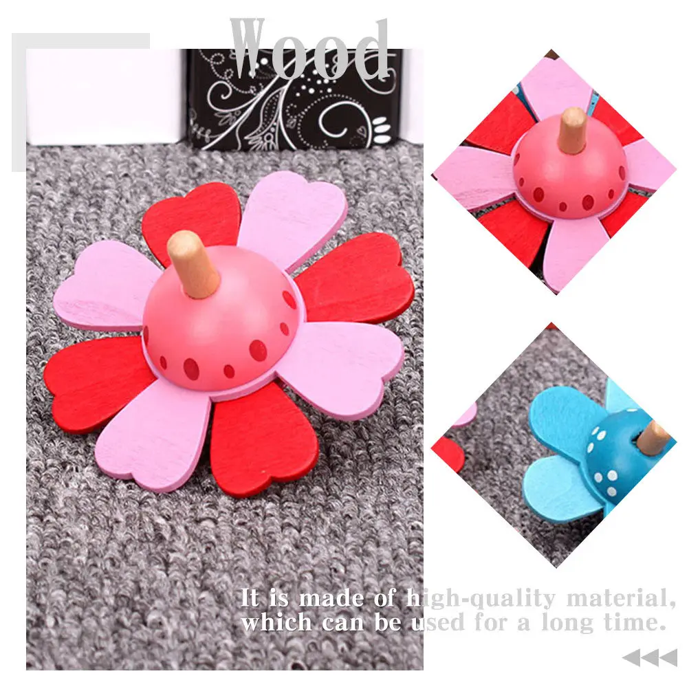 2pcs Wooden Gyro Desk Toy for Stress Relief & Hand-Eye Coordination – Bright Color Rotating Fidget Spinner for Kids