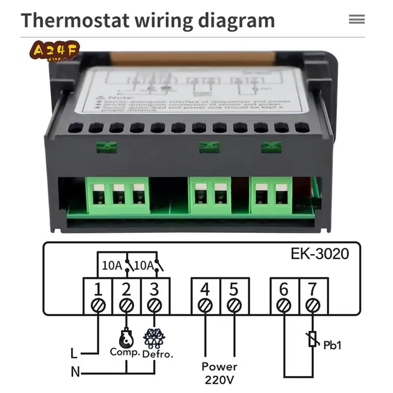 

A24F-Digital Temperature Controller 220V Cool Heat Switch Refrigerator Refrigeration Defrost Thermostat Sensor