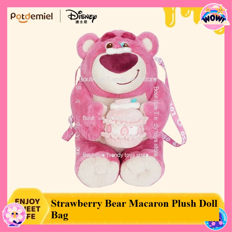 

Potdemiel Honey Jar Disney Authentic Strawberry Bear Macaron Plush Toy Doll Bag Cute Stuffed Doll