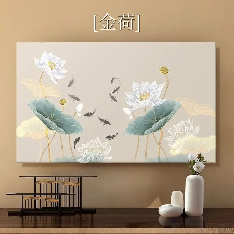 Floral Pattern Simple TV Cover Design Monitor Dust Cover for 30-85 Inch TVs Dustproof Sunproof Wall-MountedDesktop Universal Fit