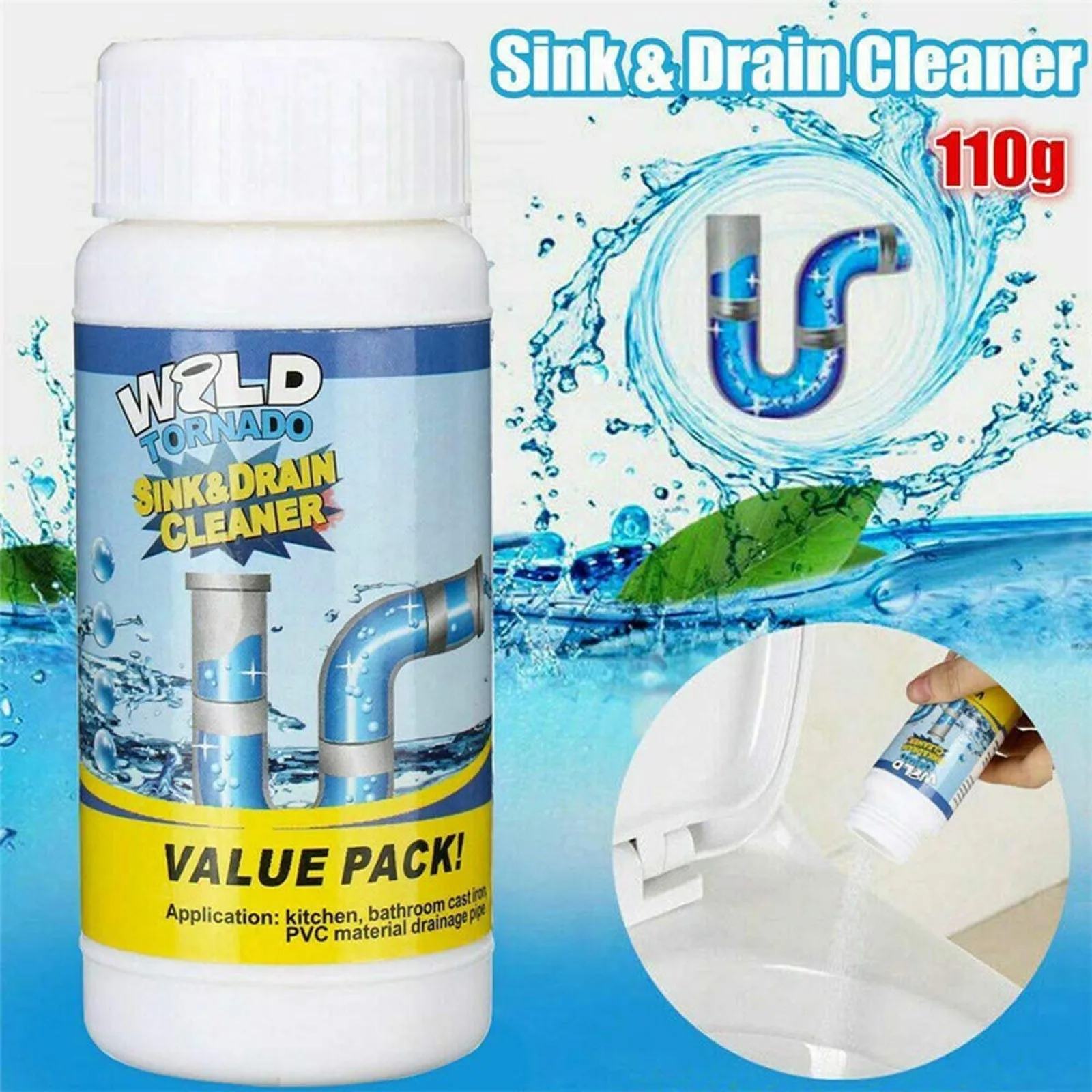 3pcs WildTornado Powerful Sink&Drain Cleaner High Efficiency  Clog Remover