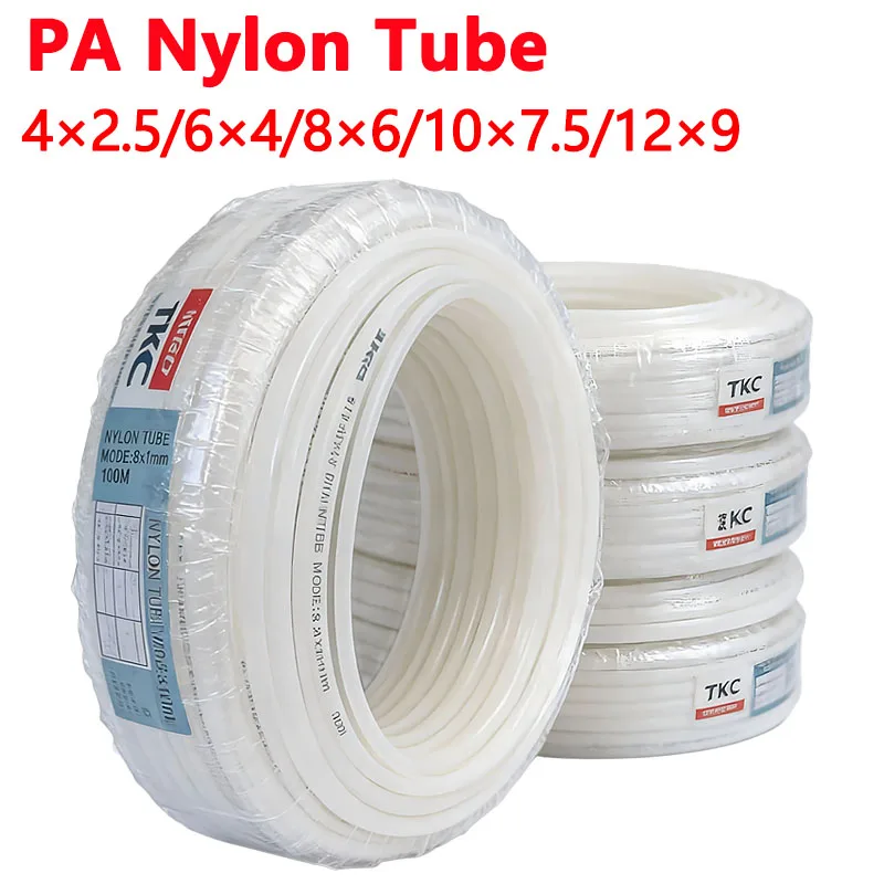10 Meter Length PA6 Nylon Plastic Pipe Air Hose Diameter 6 4 8 10 9 12mm High-pressure High-temperature Resistant Machine Tool