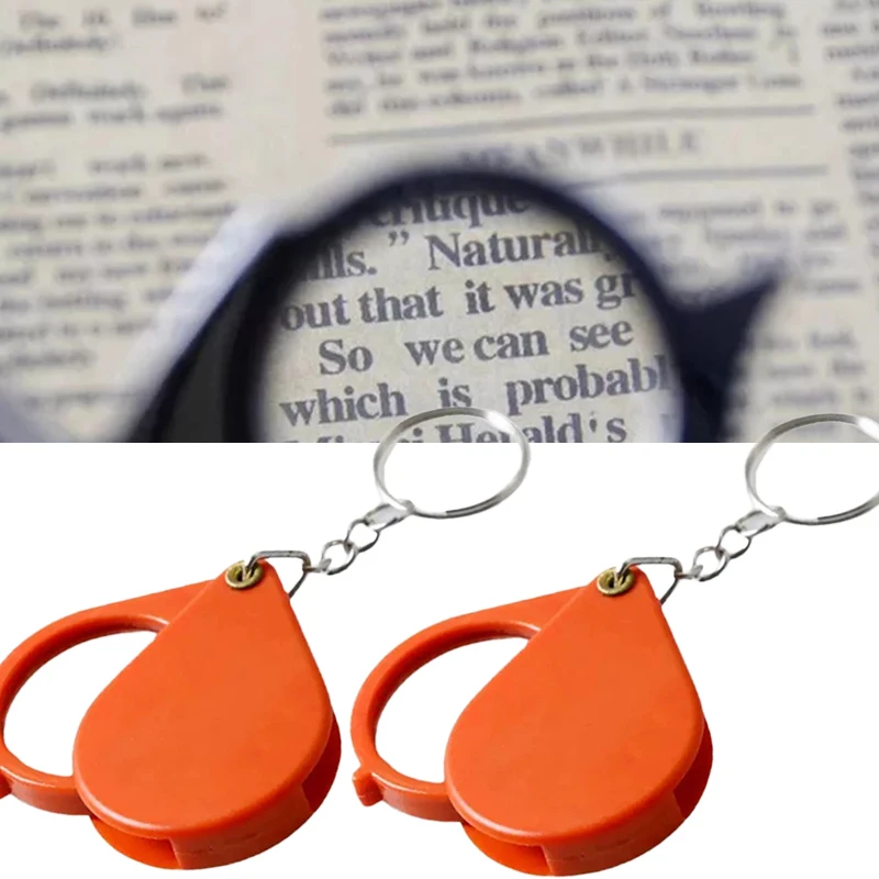 Mini Portable Folding Magnifier Key Chain Glass Lens Keychain Magnifying Glass Jewelry Magnifier Magnifying Tool Keychain