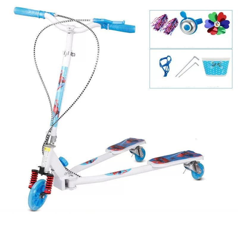 Patinete de deriva de 3 ruedas, scooter plegable ajustable para niños y adolescentes