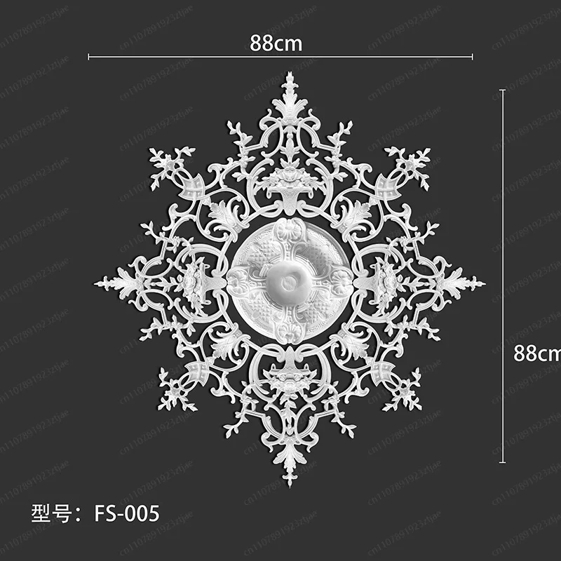 Round Ceiling Medallion PU Faux Gypsum French Parquet Pattern for Living Room Lighting Decor